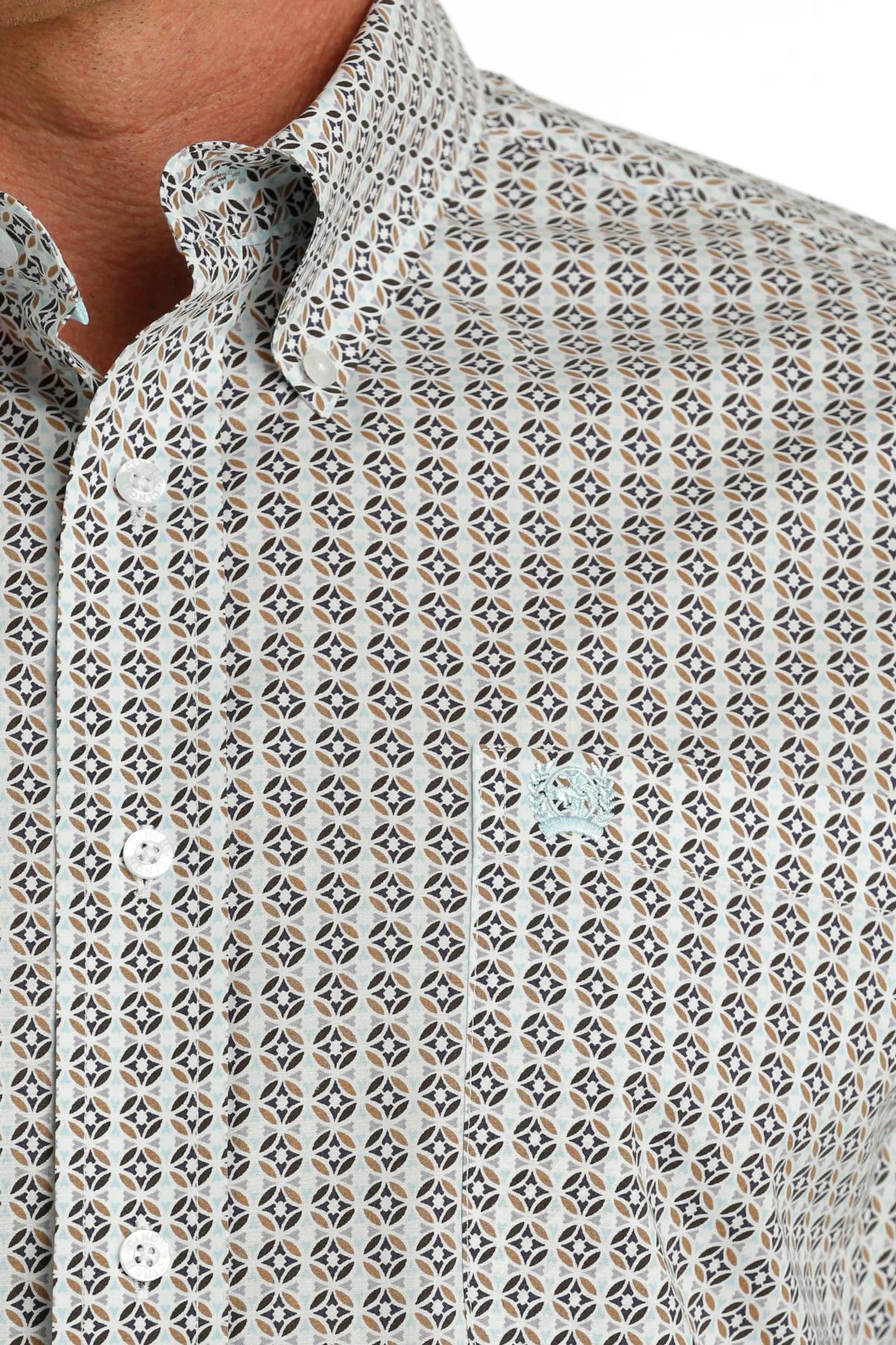 Cinch Men's Long Sleeve Button Down Classic Fit Geometric Circles Western Shirt MTW1105744