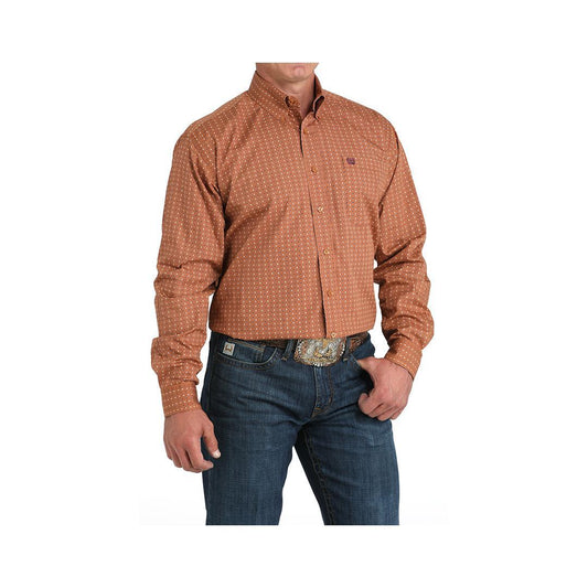 Cinch Men's Long Sleeve Button Down Shirt Rust w/ Pattern weis-western-wear