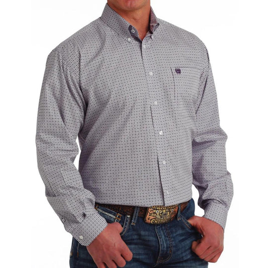 Cinch Men's Long Sleeve Purple Print