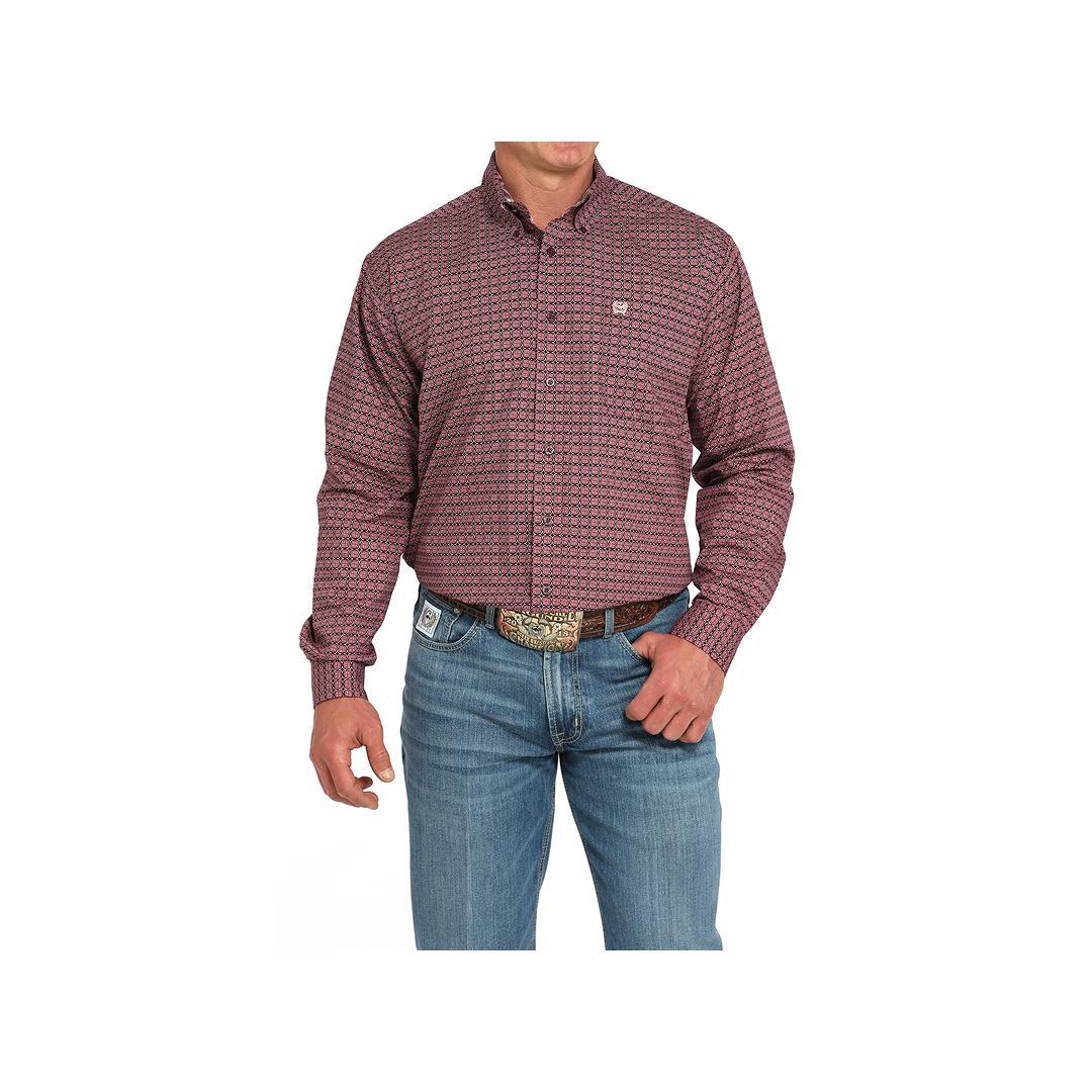 Cinch Men's Long Sleeve Purple Print Shirt