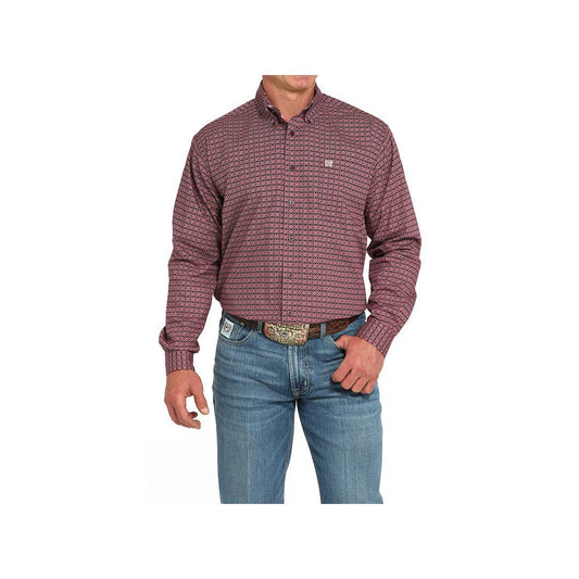 Cinch Men's Long Sleeve Purple Print Shirt