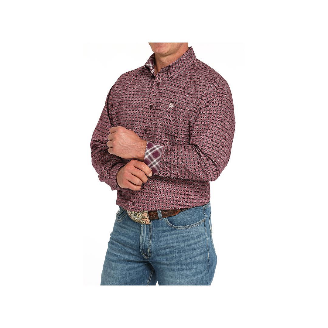 Cinch Men's Long Sleeve Purple Print Shirt