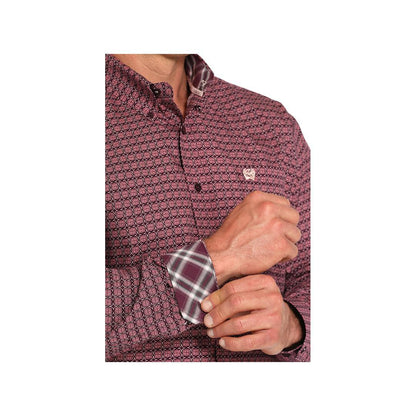 Cinch Men's Long Sleeve Purple Print Shirt