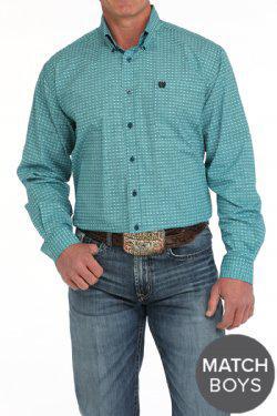 Cinch Men's Medallion Print Button-Down Western Shirt - Turquoise