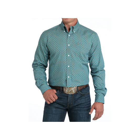 Cinch Men's Modern Fit Button-Down Western Shirt Teal w/ Print weis-western-wear
