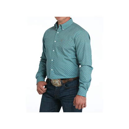 Cinch Men's Modern Fit Button-Down Western Shirt Teal w/ Print weis-western-wear