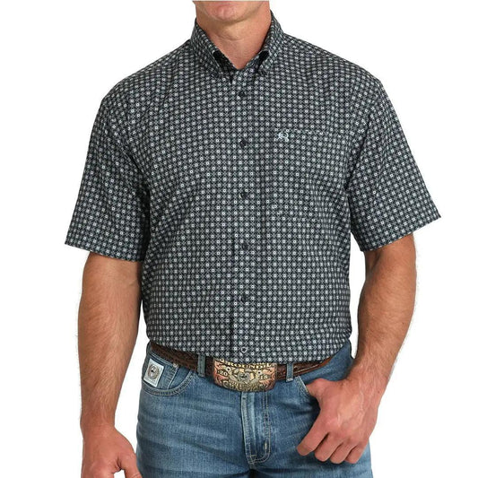 Cinch Men's Navy ArenaFlex Short Sleeve Print Button Down Shirt