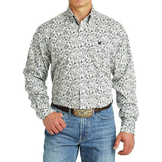 Cinch Men's Paisley Button Down Western Shirt In White