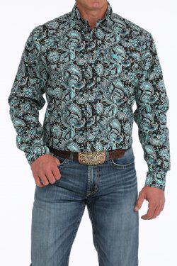 Cinch Men's Paisley Print Button-Down Western Shirt - Black