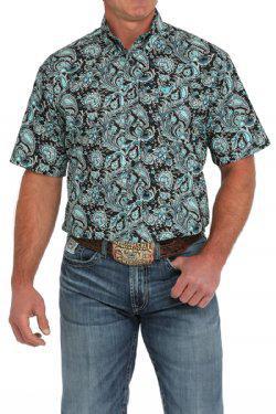 Cinch Men's Paisley Short Sleeve Button-Down Western Shirt - Black weis-western-wear