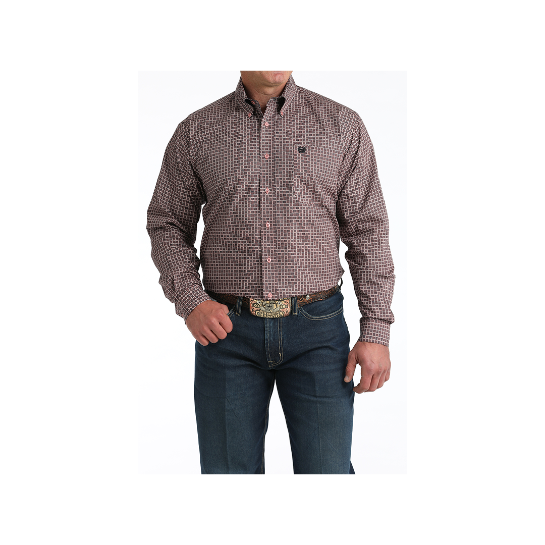Cinch Men's Pink Weave Print Long Sleeve Button Down Shirt weis-western-wear