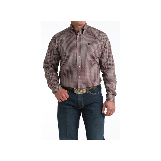 Cinch Men's Pink Weave Print Long Sleeve Button Down Shirt weis-western-wear