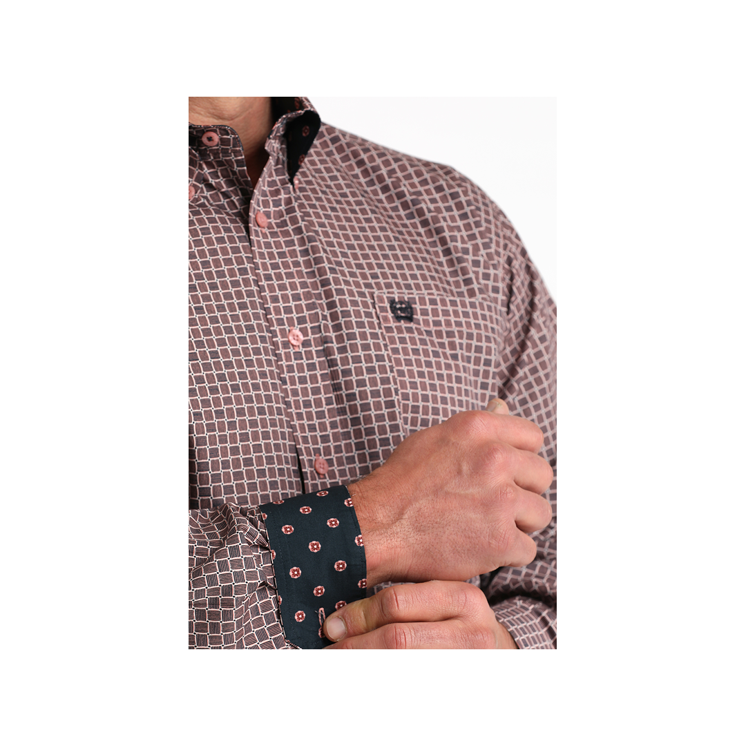 Cinch Men's Pink Weave Print Long Sleeve Button Down Shirt weis-western-wear