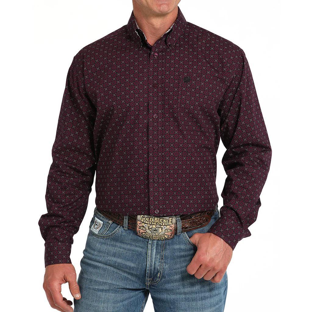Cinch Men's Purple Geo Print Shirt