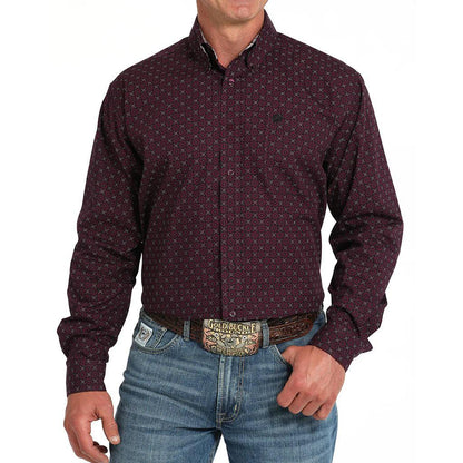 Cinch Men's Purple Geo Print Shirt