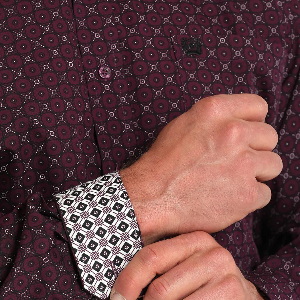 Cinch Men's Purple Geo Print Shirt