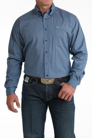 Cinch Men's Royal Blue Geometric Print Long Sleeve Button Down Shirt weis-western-wear