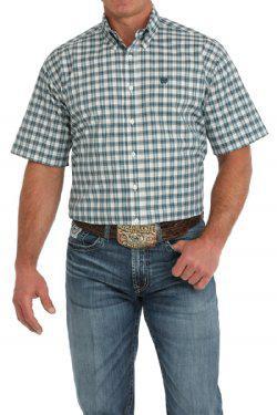 Cinch Men's Short Sleeve Plaid Button-Down Western Shirt - Cream