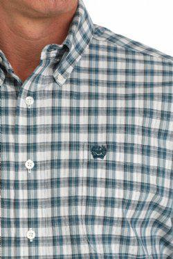 Cinch Men's Short Sleeve Plaid Button-Down Western Shirt - Cream
