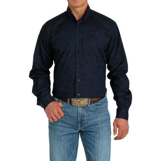 Cinch Men's Solid Navy Paisley Button Down Western Shirt
