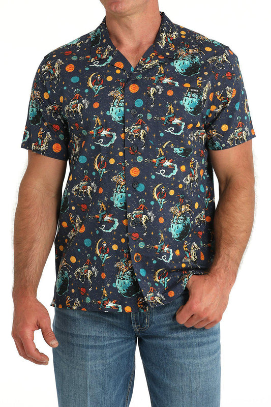 Cinch Men's Space Cowboy Camp Shirt - Navy