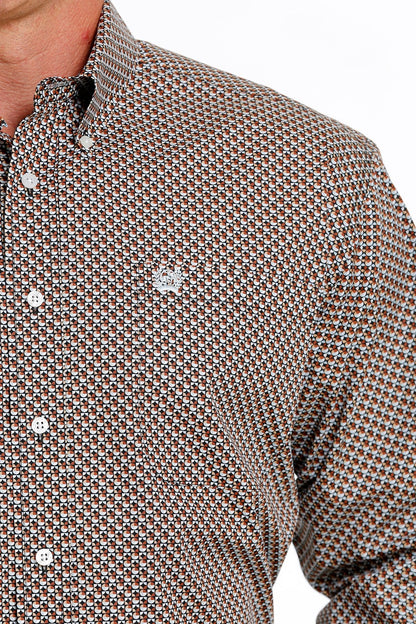 Cinch Men’s Western Shirt Geometric Print Button- Down Black/ Brown/ Khaki/ White MTW1105615- Clearance