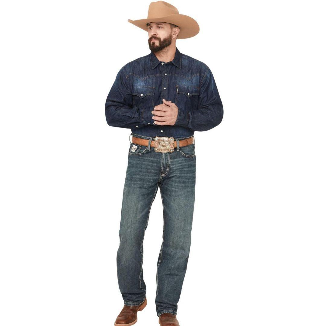 Cinch Men's White Label Relaxed Fit Dark Wash Jean weis-western-wear