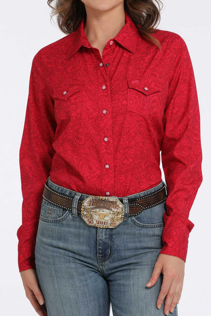 Cinch Women's Floral Print Snap Front Western Shirt - Pink