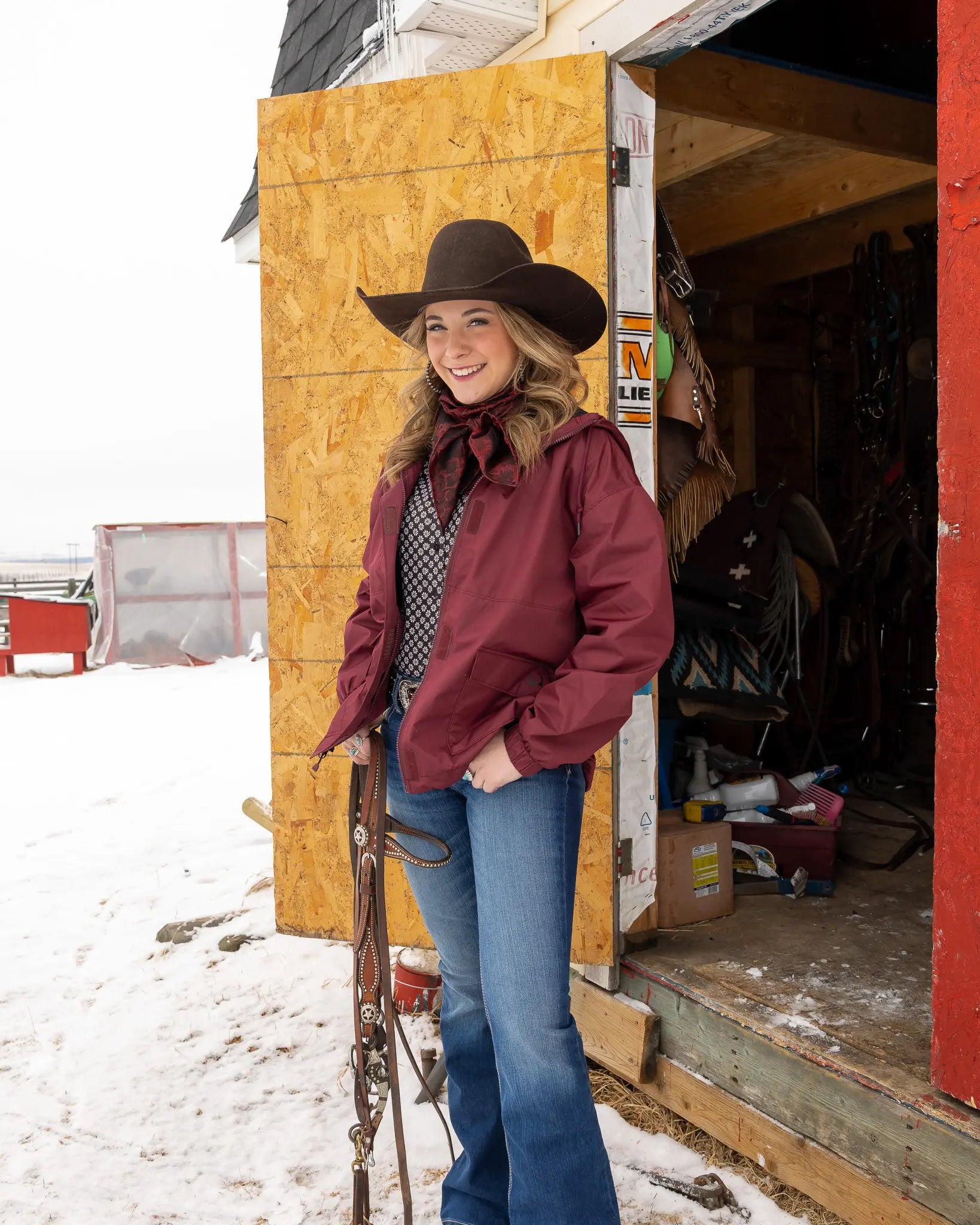 Cinch Women's Rain Jacket Burgandy weis-western-wear