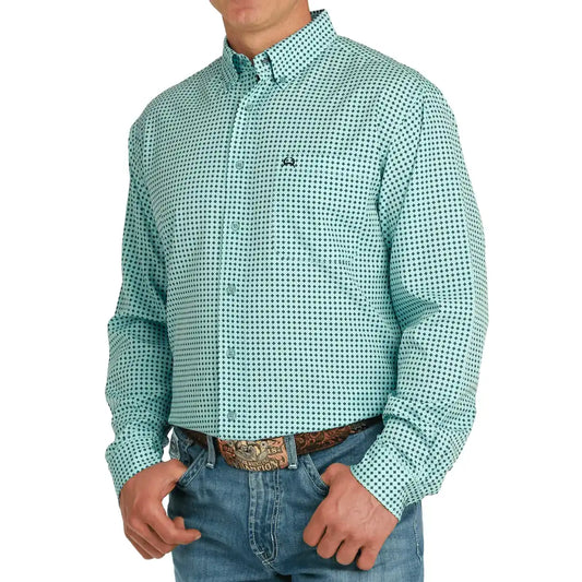 Cinch Men's ArenaFlex Turquoise Geo Print Western Long Sleeve Button Up