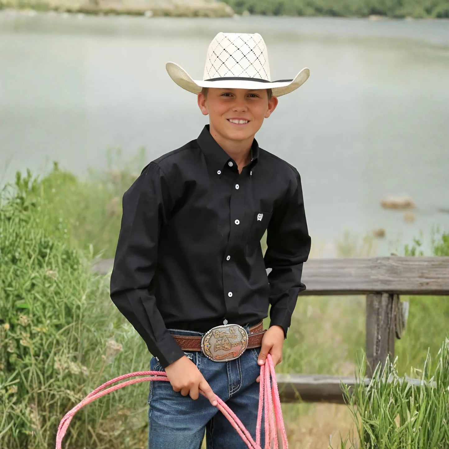 Cinch Boy’s Shirt Casual Solid Twill Button Down