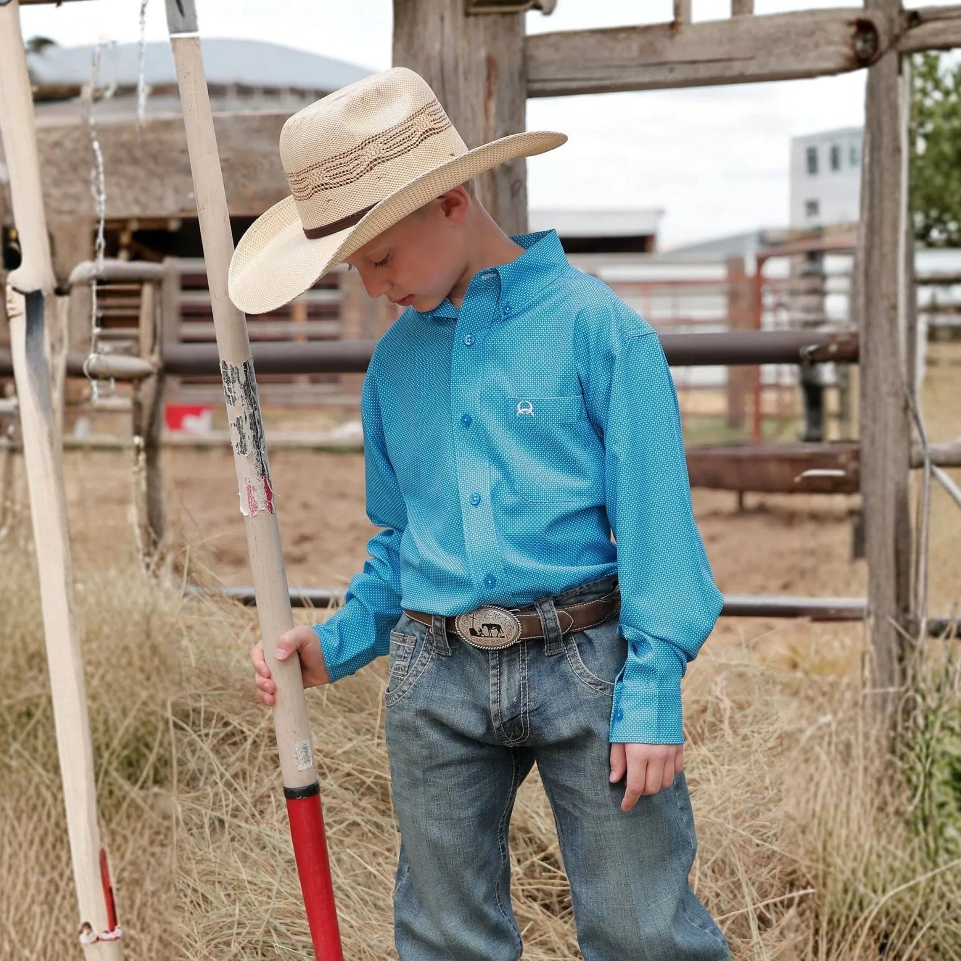 Cinch Boy's Blue Pattern ArenaFlex Button Down Long Sleeve weis-western-wear