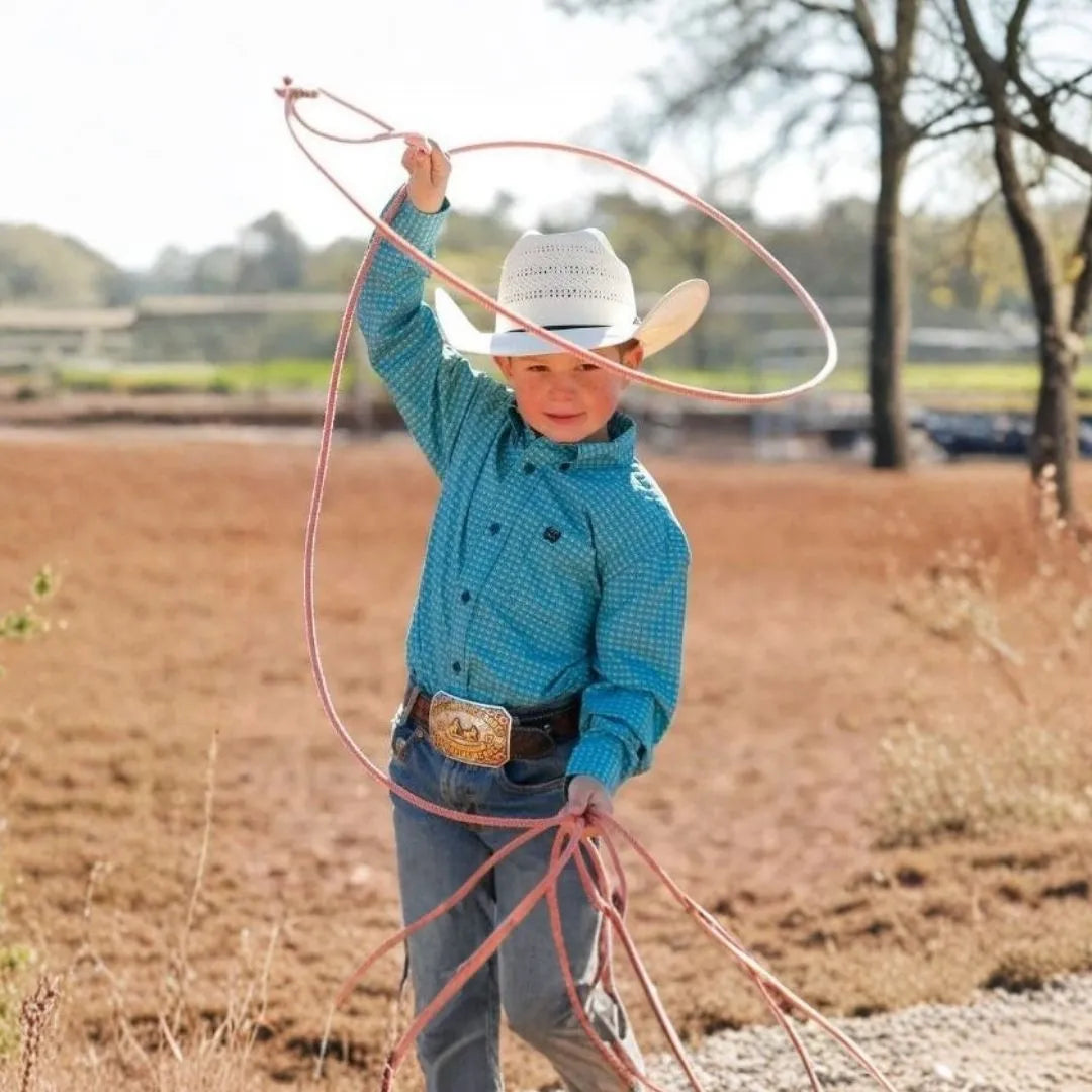 Cinch Boy's Geometric Print Button-Down Western Shirt - Turquoise