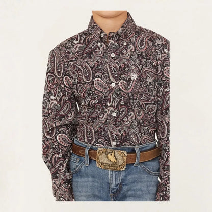 Cinch Boy's Paisley Button-Down Western Shirt Multi