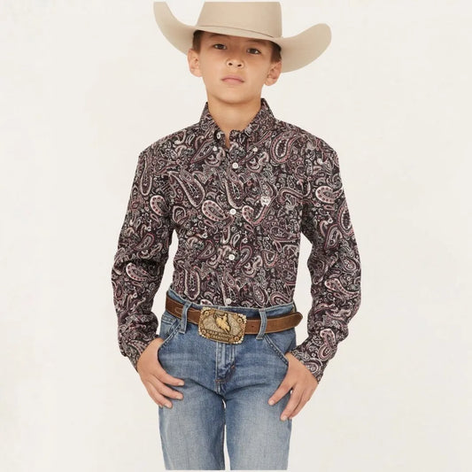 Cinch Boy's Paisley Button-Down Western Shirt Multi