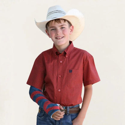 Cinch Boy's Red Dot Print Button Down Shirt
