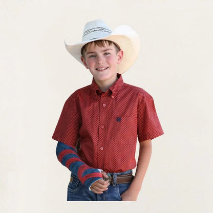Cinch Boy's Red Dot Print Button Down Shirt