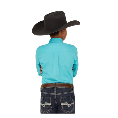 Cinch Boy's Solid Button-Down Western Shirt - Turquoise