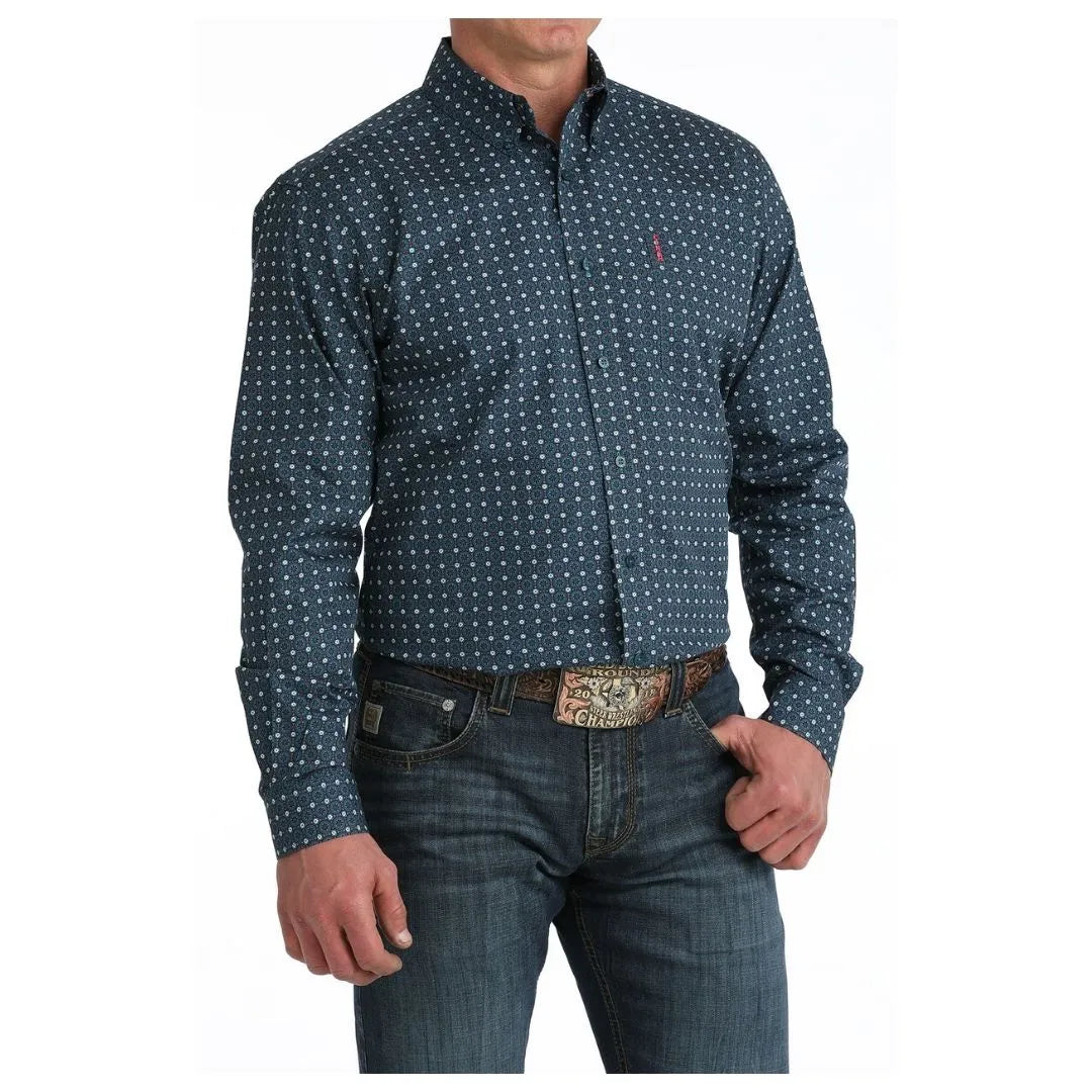 Cinch Men's Blue Modern Fit Long Sleeve Shirt