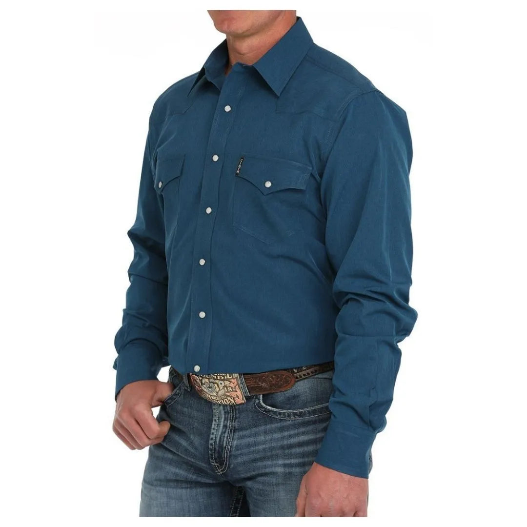 Cinch Men's Button Up Shirt Modern Fit Blue