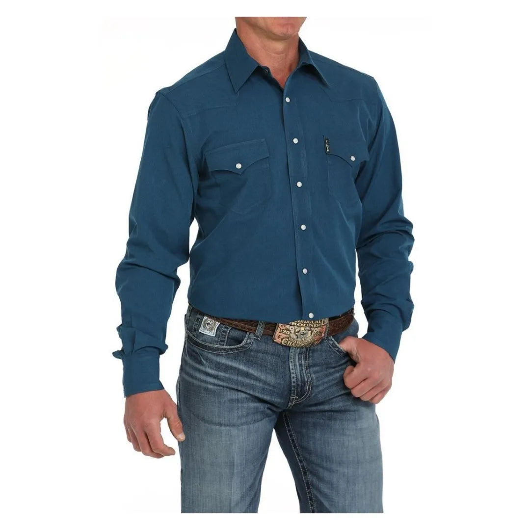 Cinch Men's Button Up Shirt Modern Fit Blue