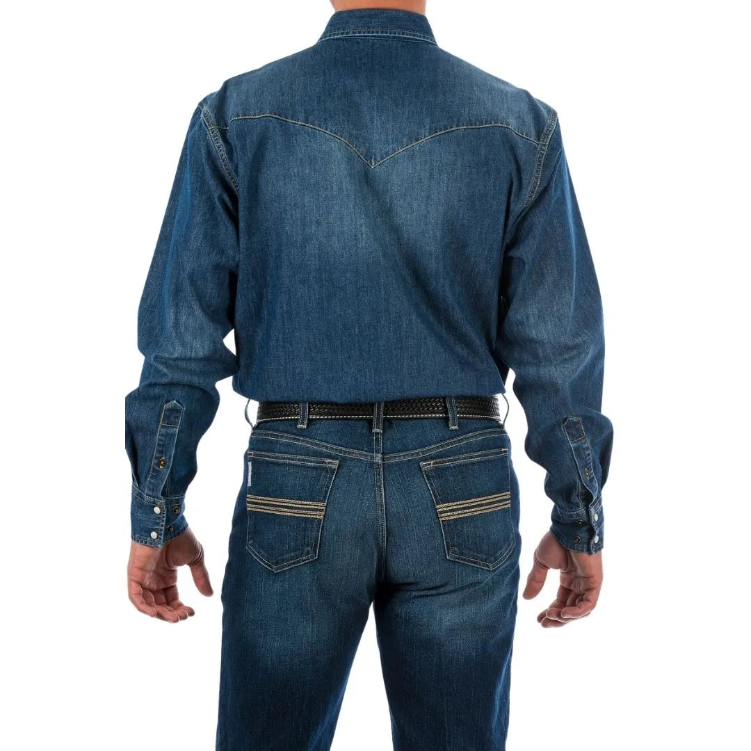 Cinch Men's Classic Denim Fit Long Sleeve Snap Two Sawtooth Flap Pocket Shirt weis-western-wear
