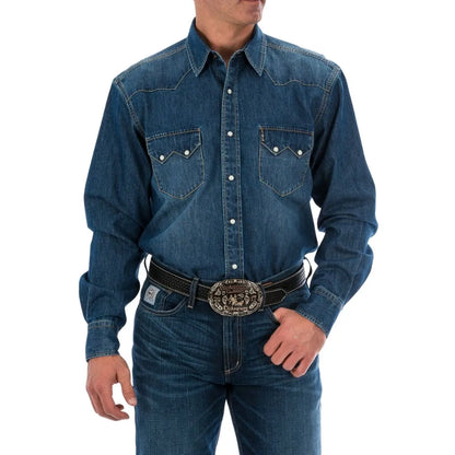 Cinch Men's Classic Denim Fit Long Sleeve Snap Two Sawtooth Flap Pocket Shirt weis-western-wear