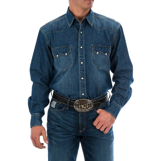 Cinch Men's Classic Denim Fit Long Sleeve Snap Two Sawtooth Flap Pocket Shirt weis-western-wear