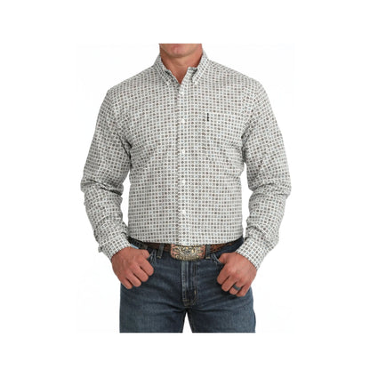 Cinch Men's Cream Print Modern Fit Long Sleeve