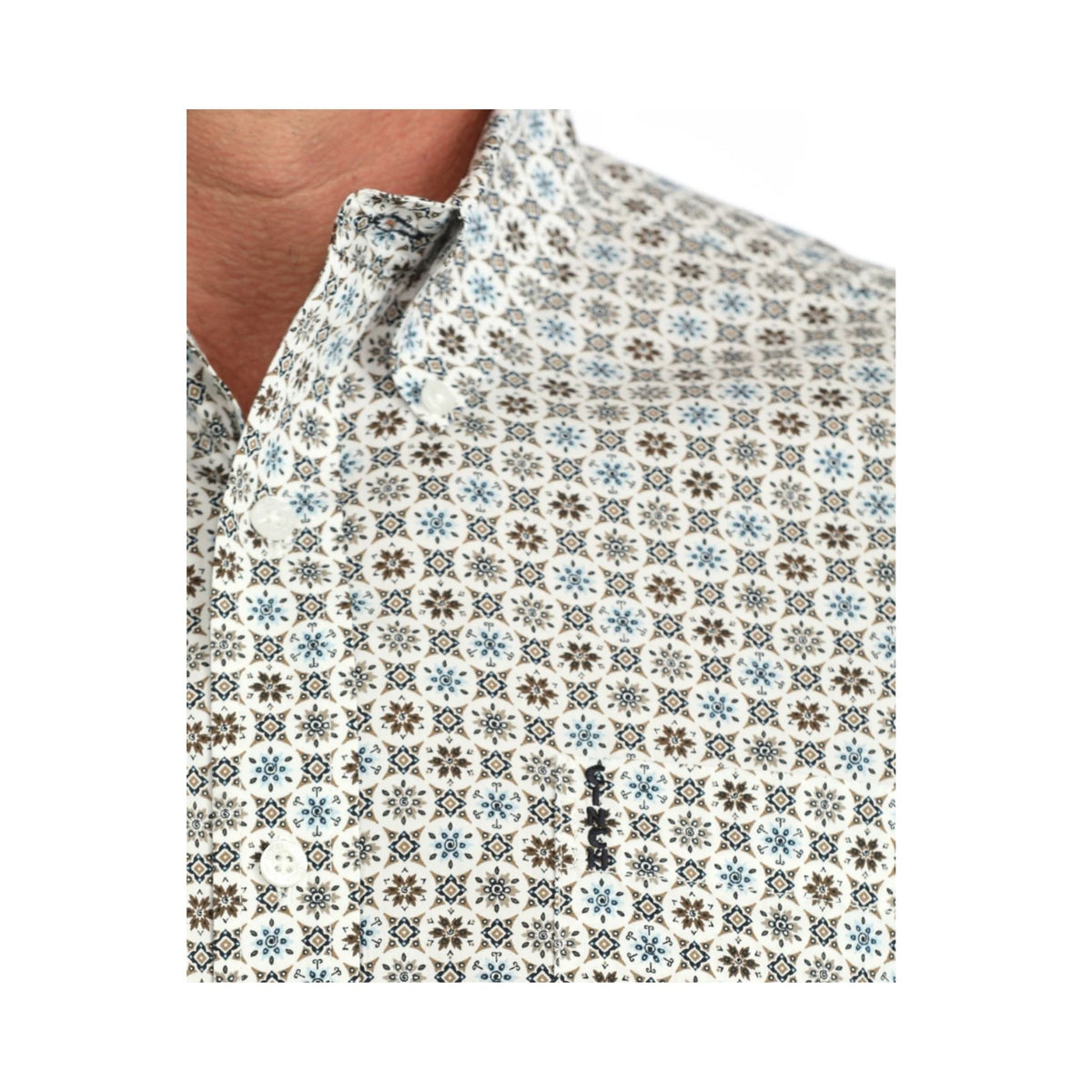 Cinch Men's Cream Print Modern Fit Long Sleeve