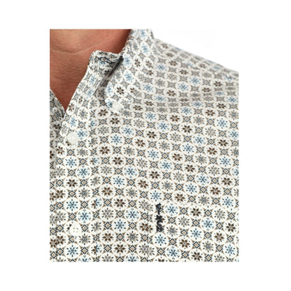 Cinch Men's Cream Print Modern Fit Long Sleeve