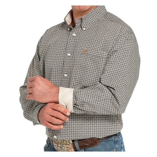 Cinch Men's Geometric Print Button Up Long Sleeve Shirt
