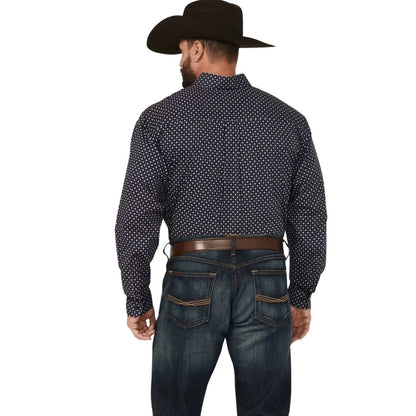 Cinch Men's Long Sleeve Print Button Up- Navy