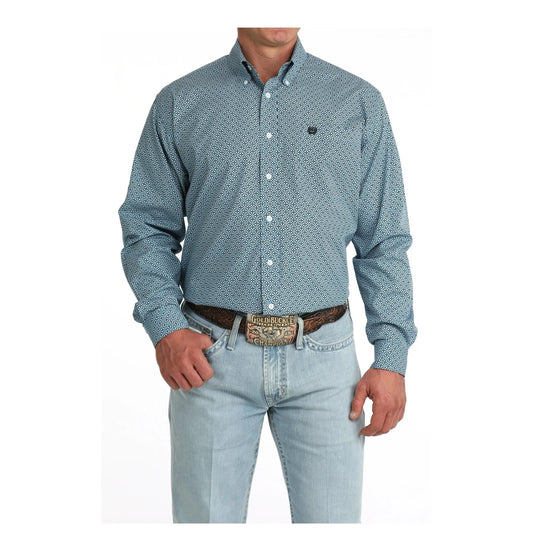 Cinch Men's Long sleeves Blue Geometric Print